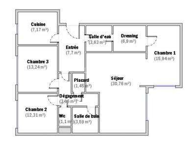 Appartement - 107 m² - 4 pièces