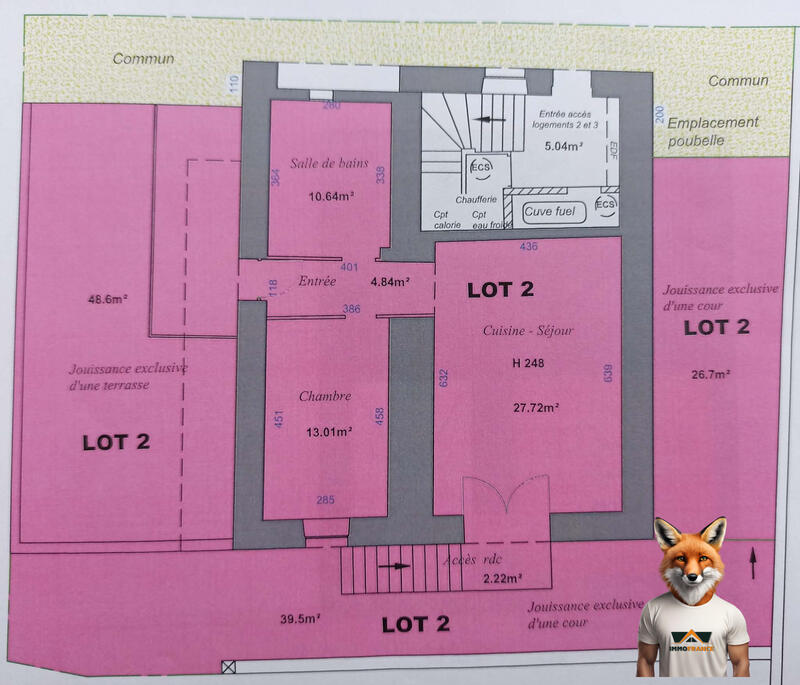 Appartement - 56 m² - 2 pièces