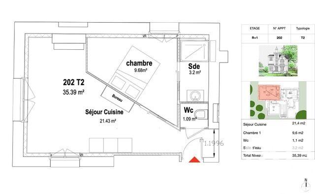 Appartement - 36 m² - 2 pièces