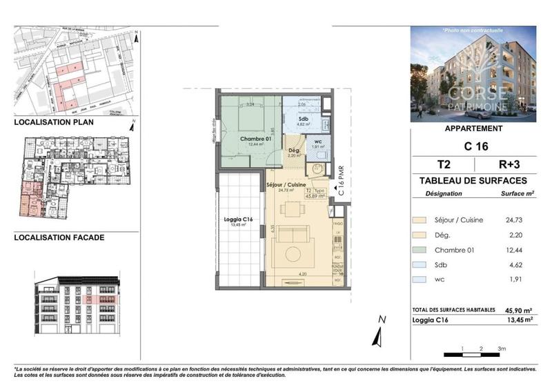 Appartement - 45 m² - 2 pièces