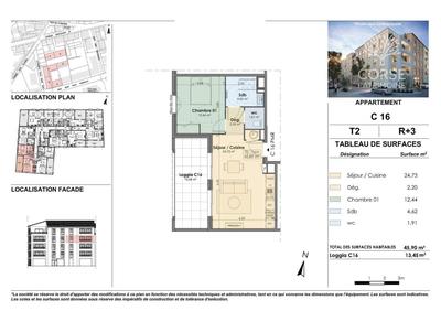 Appartement - 45 m² - 2 pièces