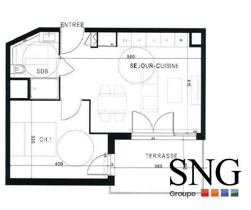 Appartement - 39 m² - 2 pièces
