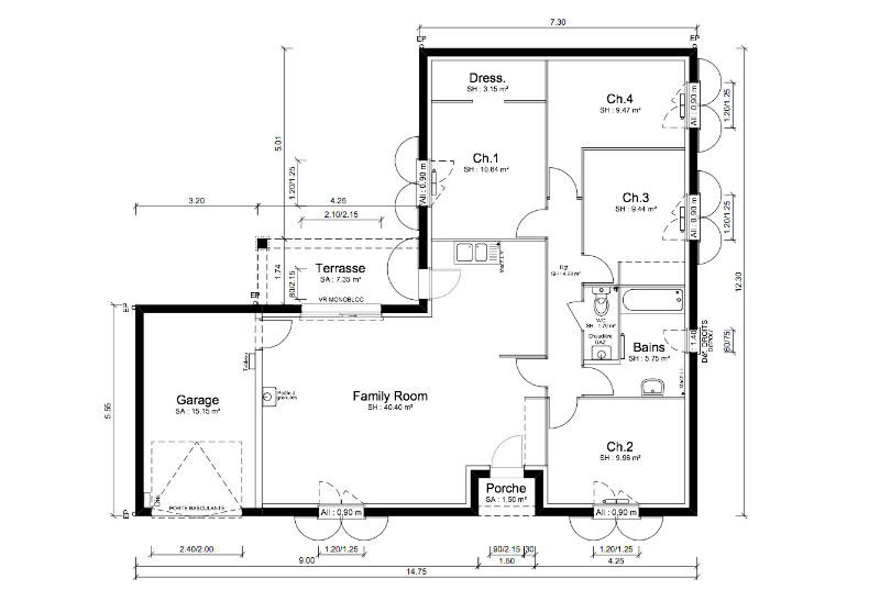 Maison - 95 m² - 5 pièces