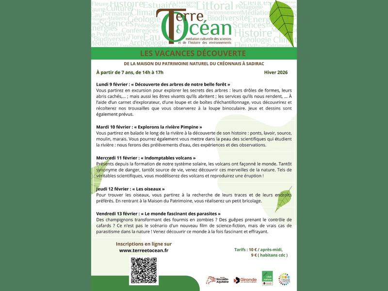 Les vacances découvertes à la Maison du Patrimoine Naturel du Créonnais