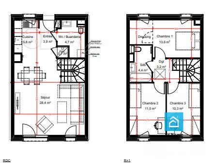 Maison - 86 m² - 4 pièces