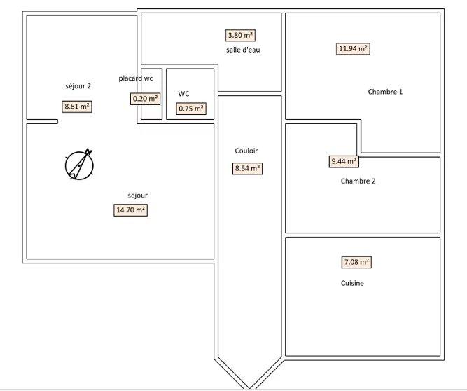 Appartement - 66 m² - 3 pièces