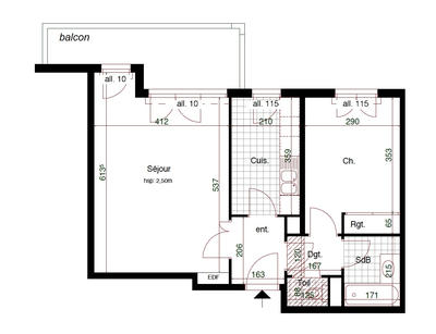 Appartement - 53 m² - 2 pièces