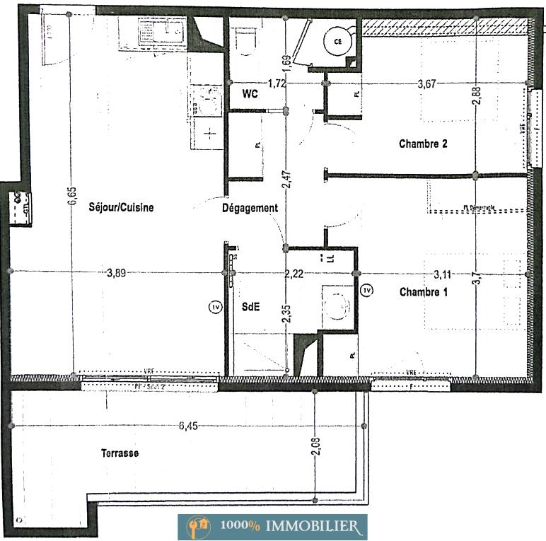 Appartement - 59 m² - 3 pièces
