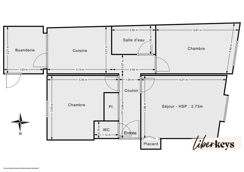 Appartement - 48 m² - 3 pièces
