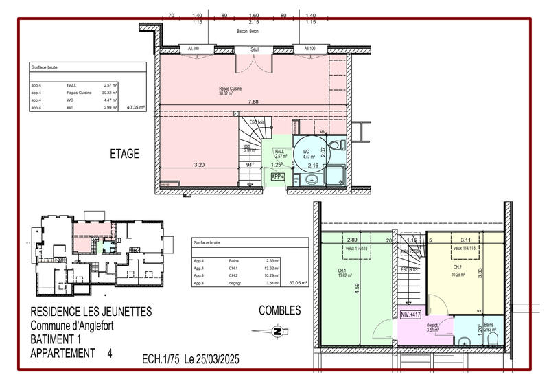 Duplex - 70 m² - 3 pièces
