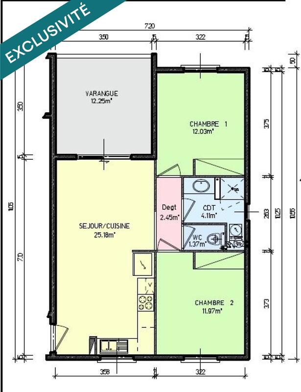Appartement - 69 m² - 3 pièces