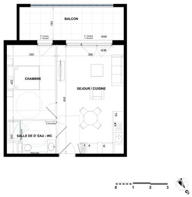 Appartement - 41 m² - 2 pièces