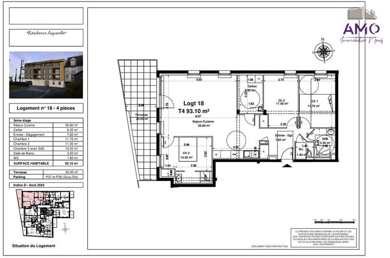 Appartement - 93 m² - 4 pièces