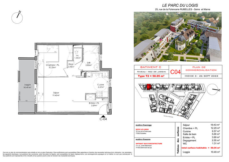 Appartement - 51 m² - 2 pièces