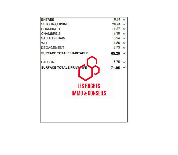 Appartement - 66 m² - 3 pièces