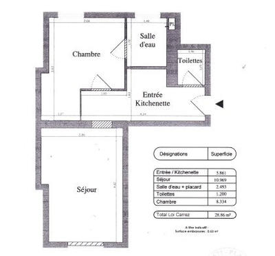Appartement - 29 m² - 2 pièces