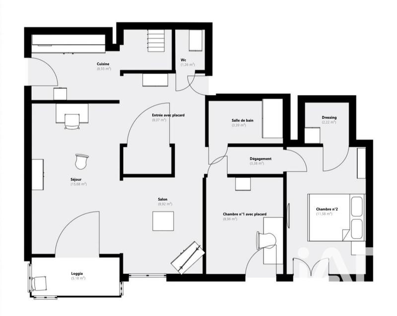 Appartement - 72 m² - 4 pièces