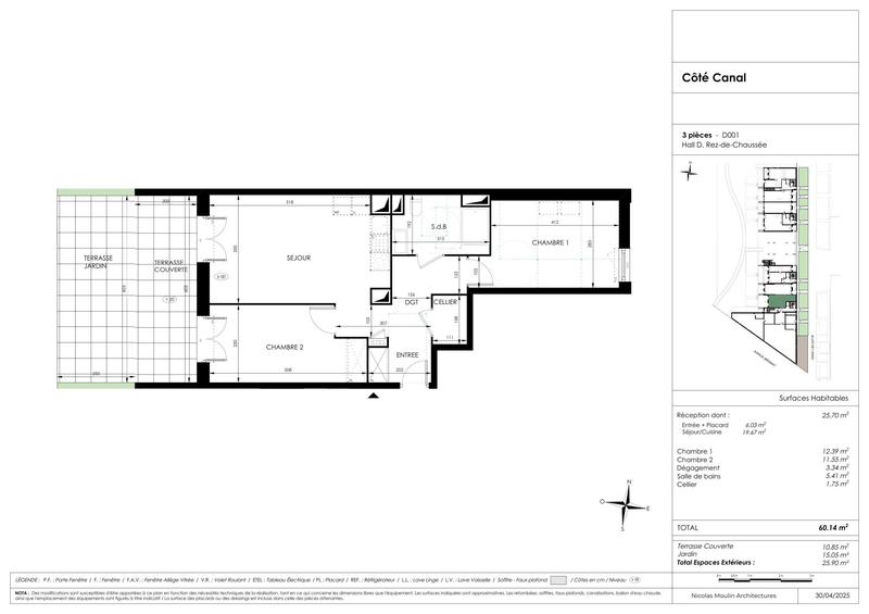 Appartement - 60 m² - 3 pièces
