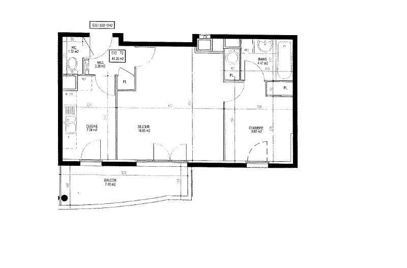 Appartement - 44 m² - 2 pièces