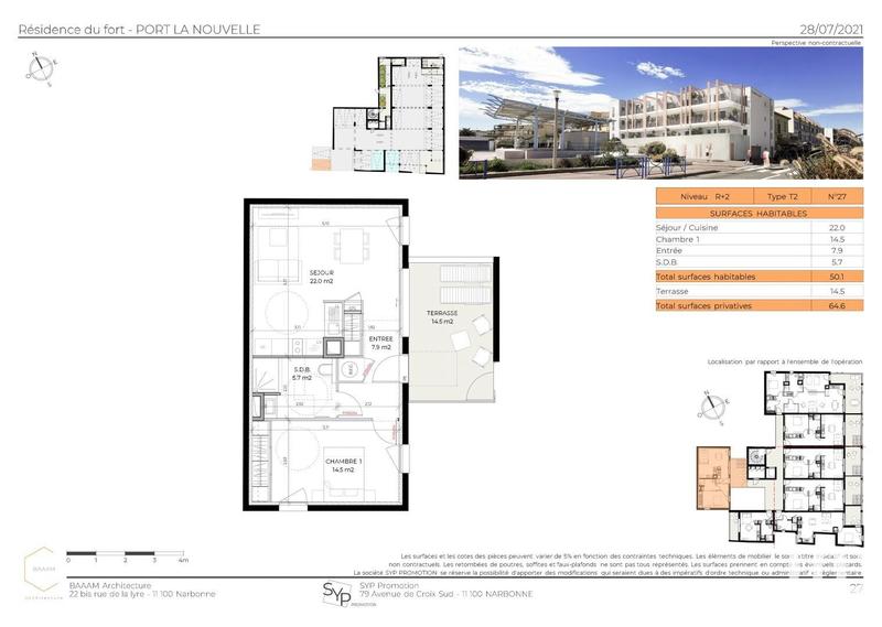 Appartement - 50 m² - 2 pièces