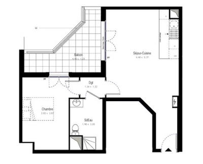 Appartement - 48 m² - 2 pièces