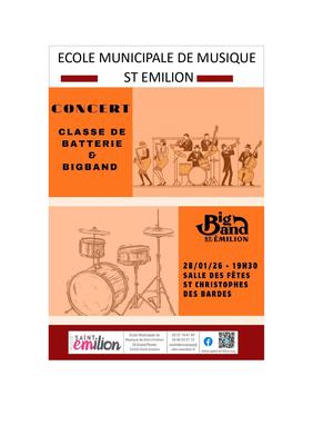 Concert de la classe de batterie municipale et du Big Band