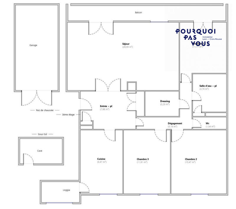 Appartement - 93 m² - 4 pièces