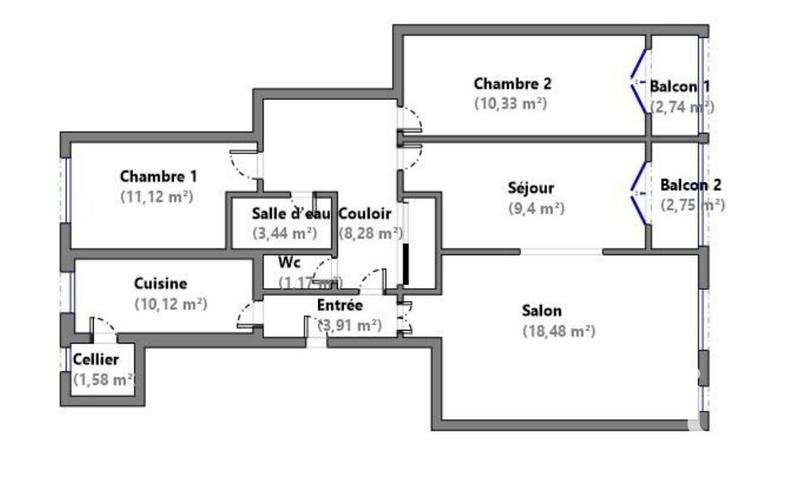 Appartement - 78 m² - 4 pièces