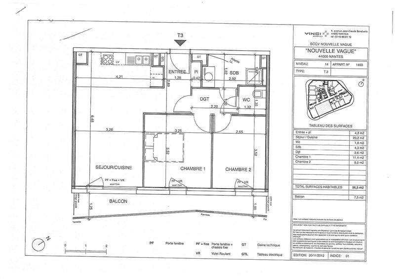 Appartement - 57 m² - 3 pièces