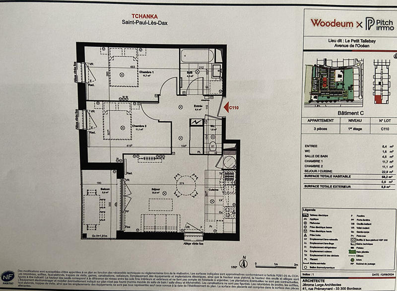 Appartement - 58 m² - 3 pièces
