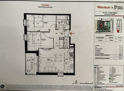 Appartement - 58 m² - 3 pièces