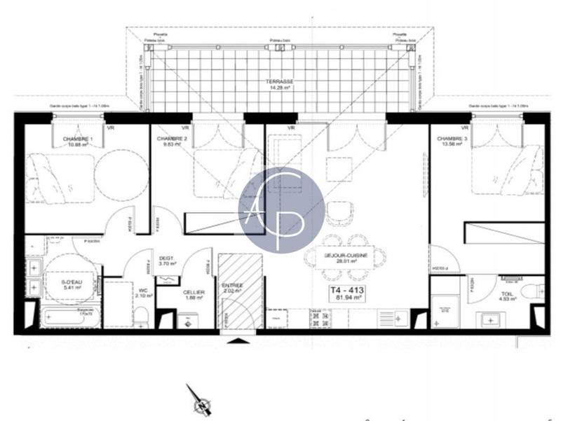 Appartement - 82 m² - 4 pièces