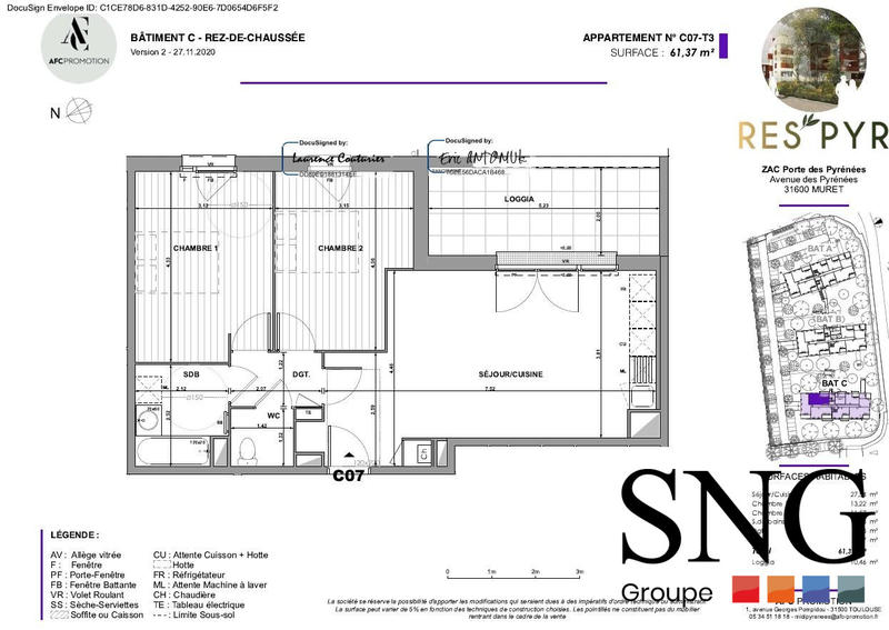 Appartement - 62 m² - 3 pièces