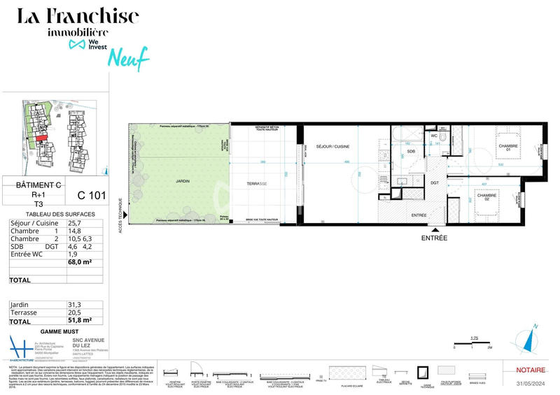 Appartement - 68 m² - 3 pièces