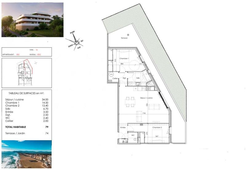 Appartement - 79 m² - 3 pièces