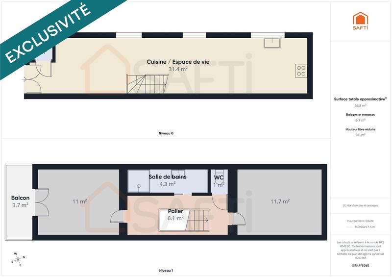 Maison - 70 m² - 3 pièces