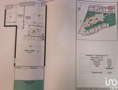 Appartement - 56 m² - 3 pièces