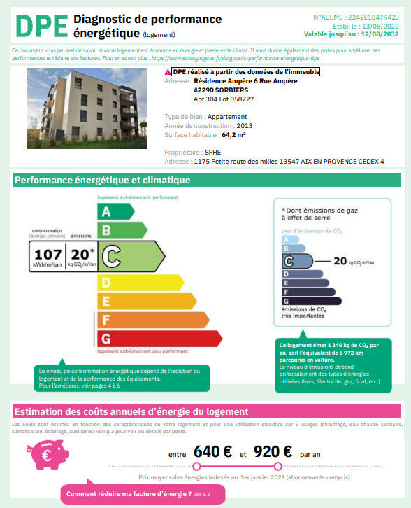 Appartement - 64 m² - 3 pièces