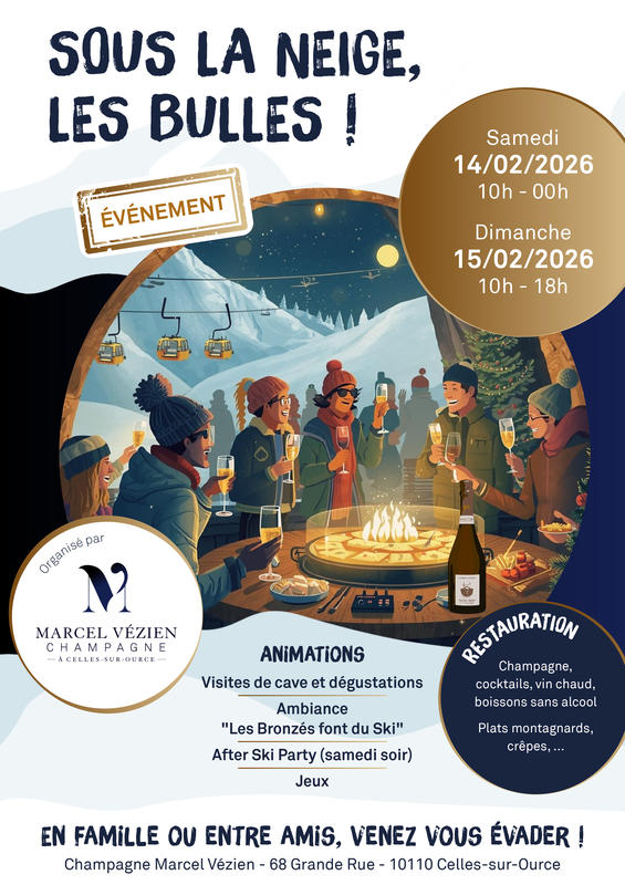 Sous la neige, les bulles au Champagne Marcel Vézien