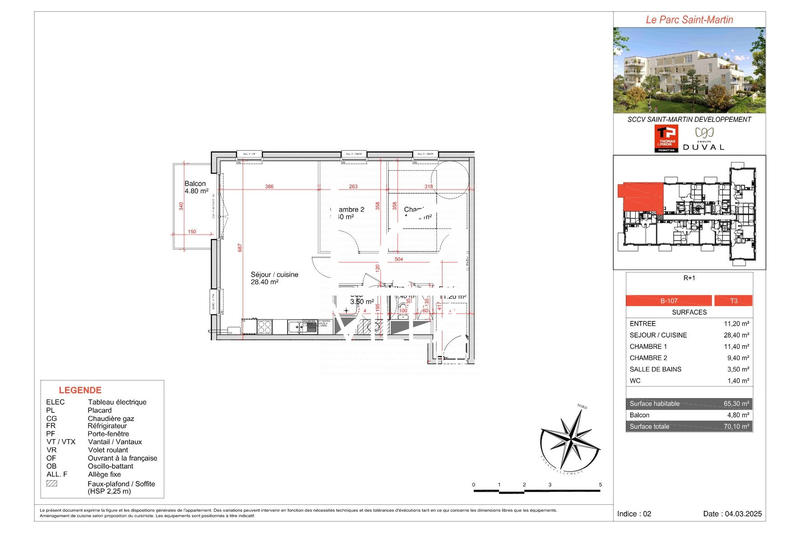 Appartement - 65 m² - 3 pièces