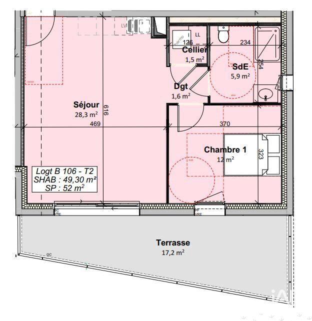 Appartement - 49 m² - 2 pièces