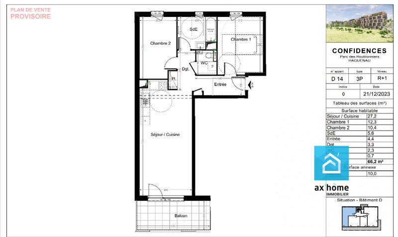 Appartement - 66 m² - 3 pièces