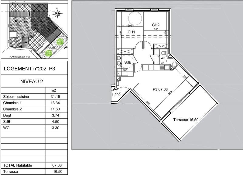 Appartement - 60 m² - 2 pièces