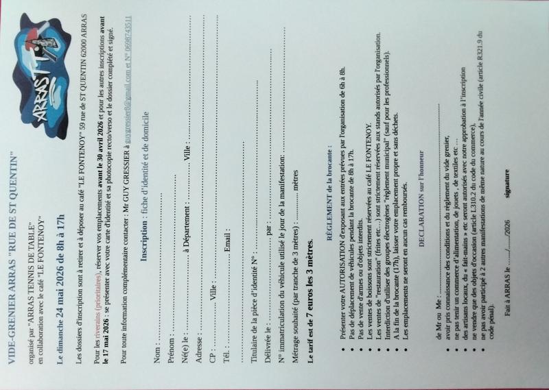 Vide-grenier rue de St Quentin à Arras le 24 mai 2026