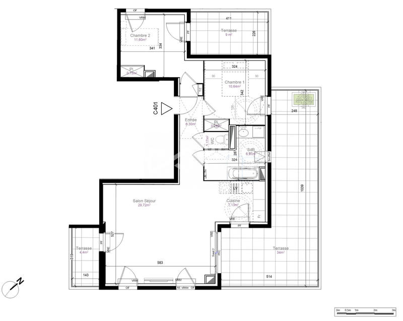 Appartement - 75 m² - 3 pièces