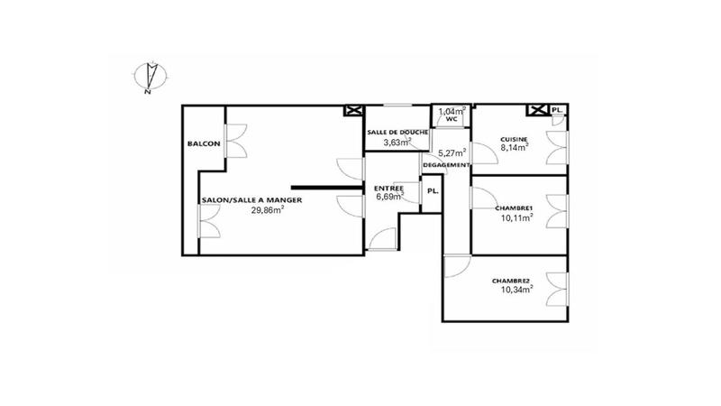Appartement - 75 m² - 3 pièces