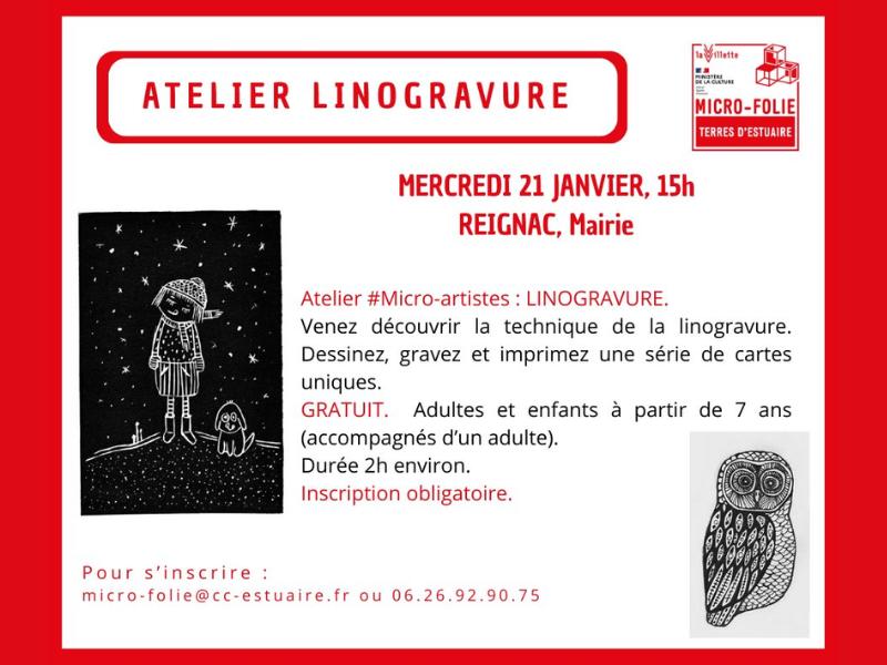 Atelier Linogravure avec la micro folie