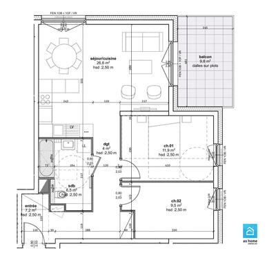 Appartement - 66 m² - 3 pièces