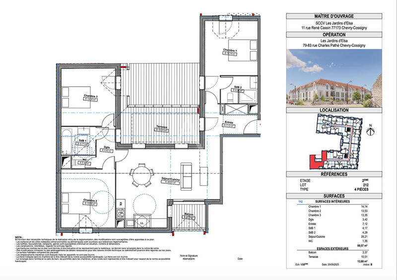 Appartement - 90 m² - 4 pièces