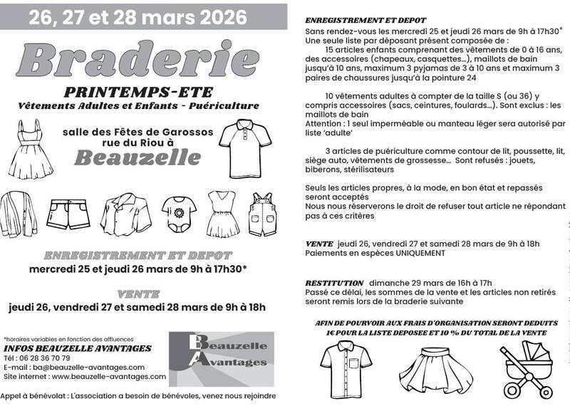 Braderie printemps-été - vêtements et puériculture